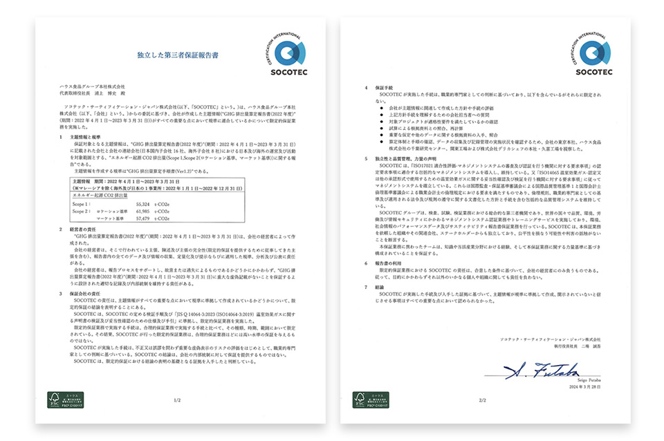 CO2（Scope 1,2）の第三者保証