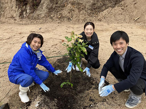 広島県佐木島でのレモンの苗植え付け