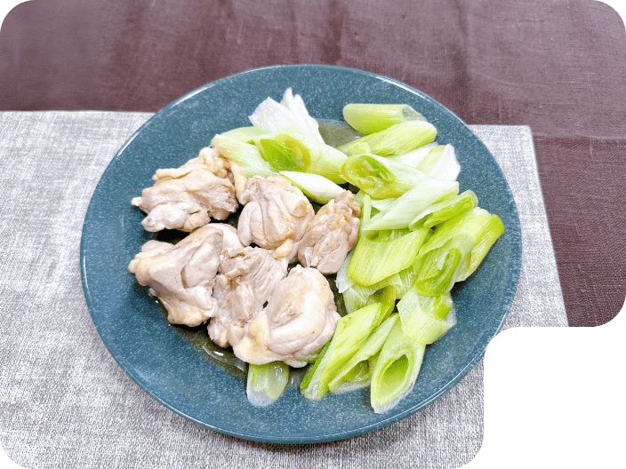 鶏もも肉の長ねぎ蒸し
